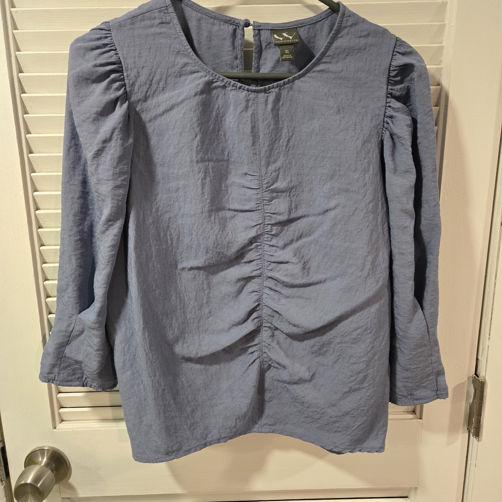 Worthington Light Blue Ruched Blouse